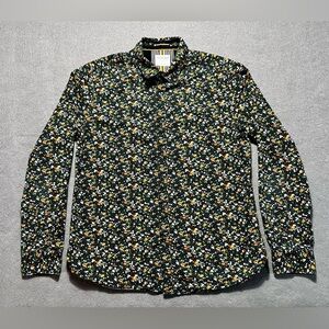 Cactus Man Ricky Singh Shirt Men’s Large Black Floral Long Sleeve Cotton Casual